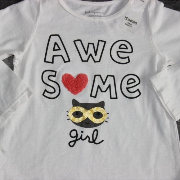 First Impressions Infant Long Sleeve 'Awesome Girl' T-Shirt-White-12 Months - Picture 2 of 5